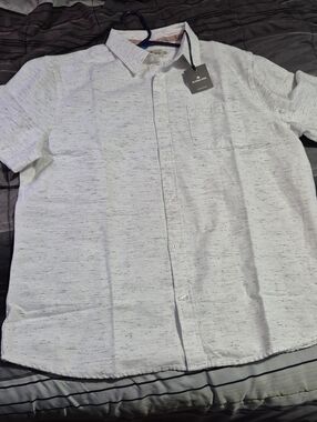 Mens Freshwater Short Sleeve Button Up Shirt in White Nep Brand New
